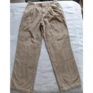 Baggy Corduroy Pants Men Brown 34x31 Pleated